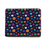 Doodle Planets Pattern Print Bifold Wallet