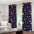Doodle Planets Pattern Print Dimout Grommet Curtains