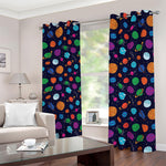 Doodle Planets Pattern Print Blackout Grommet Curtains