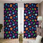 Doodle Planets Pattern Print Blackout Pencil Pleat Curtains