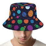 Doodle Planets Pattern Print Bucket Hat