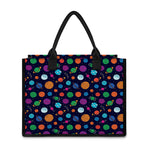 Doodle Planets Pattern Print Canvas Tote Bag