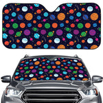 Doodle Planets Pattern Print Car Windshield Sun Shade