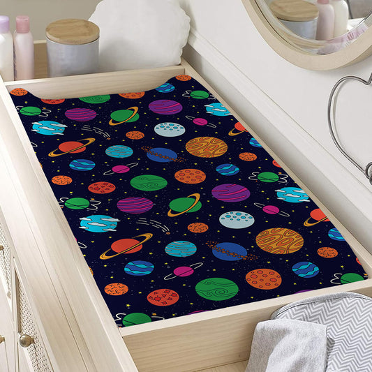 Doodle Planets Pattern Print Changing Pad Cover