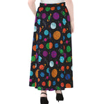 Doodle Planets Pattern Print Chiffon Maxi Skirt
