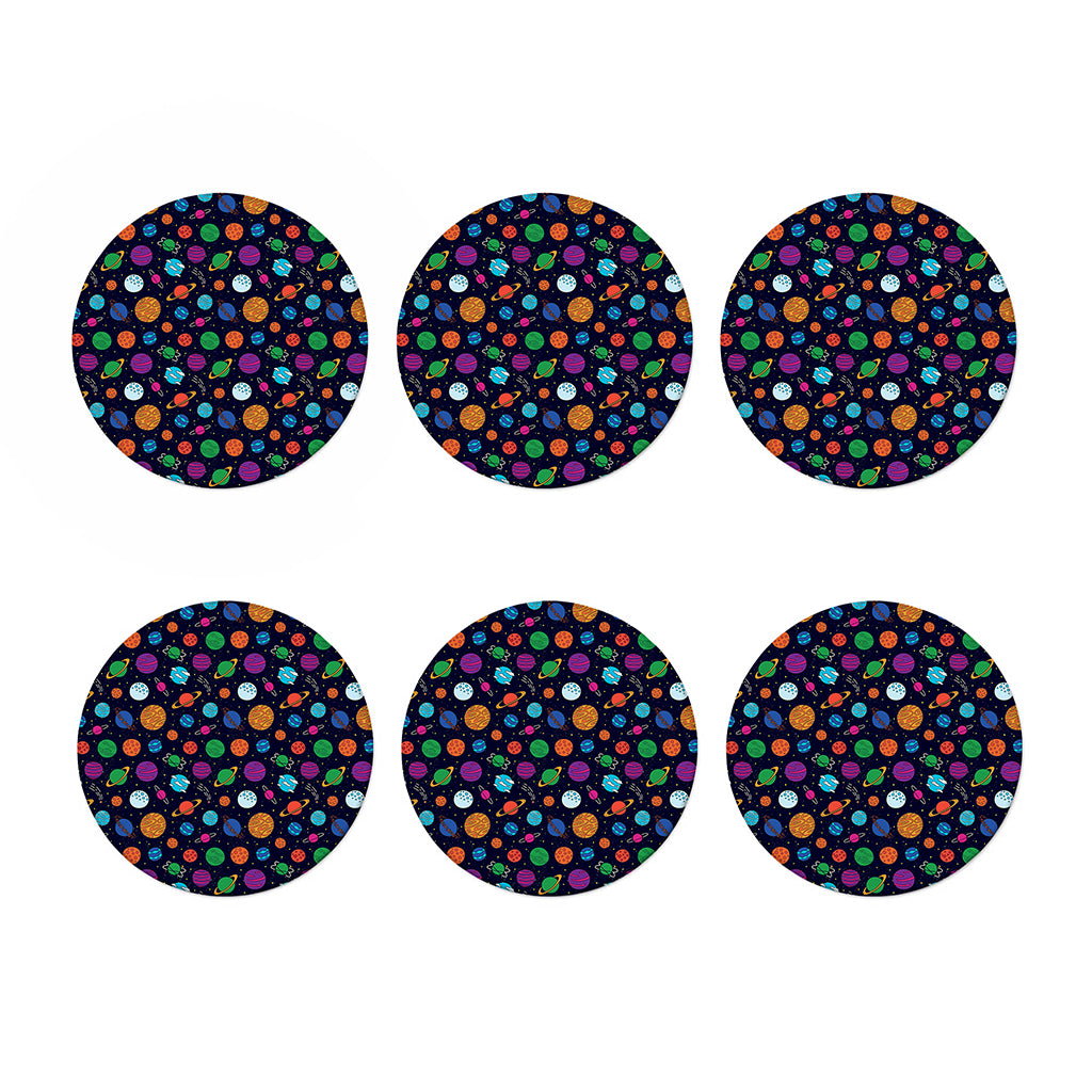 Doodle Planets Pattern Print Coaster Set