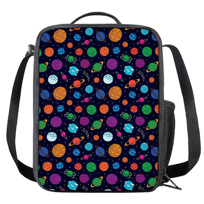 Doodle Planets Pattern Print Crossbody Lunch Bag