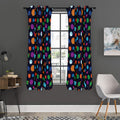 Doodle Planets Pattern Print Grommet Curtain Panels