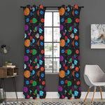 Doodle Planets Pattern Print Curtain
