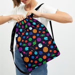 Doodle Planets Pattern Print Drawstring Backpack
