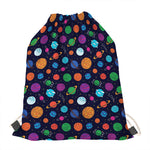 Doodle Planets Pattern Print Drawstring Bag