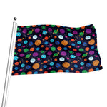 Doodle Planets Pattern Print Flag