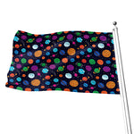 Doodle Planets Pattern Print Flag