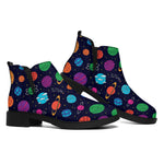 Doodle Planets Pattern Print Flat Ankle Boots