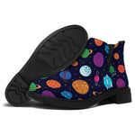 Doodle Planets Pattern Print Flat Ankle Boots