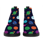 Doodle Planets Pattern Print Flat Ankle Boots