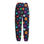 Doodle Planets Pattern Print Fleece Lined Knit Pants