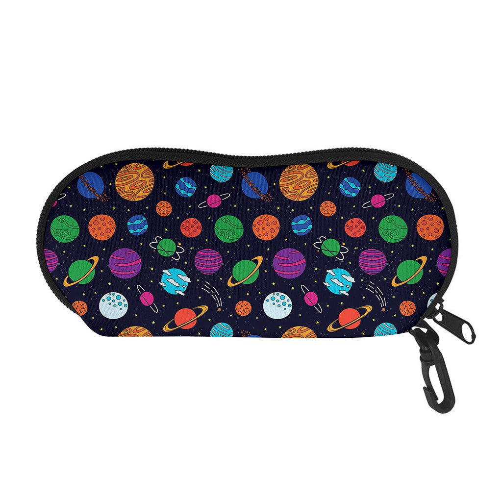 Doodle Planets Pattern Print Glasses Case