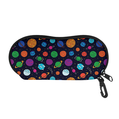 Doodle Planets Pattern Print Glasses Case