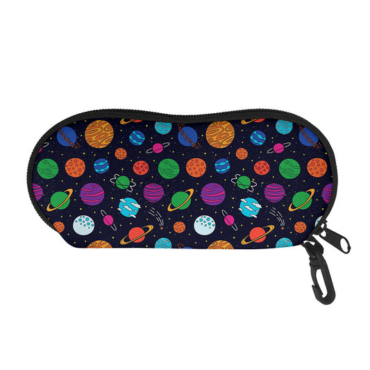 Doodle Planets Pattern Print Glasses Case