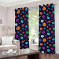 Doodle Planets Pattern Print Grommet Curtains