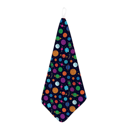 Doodle Planets Pattern Print Hand Towel