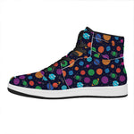 Doodle Planets Pattern Print High Top Leather Sneakers
