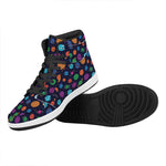Doodle Planets Pattern Print High Top Leather Sneakers