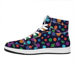 Doodle Planets Pattern Print High Top Leather Sneakers