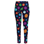 Doodle Planets Pattern Print High-Waisted Pocket Leggings