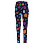 Doodle Planets Pattern Print High-Waisted Pocket Leggings