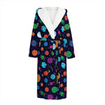 Doodle Planets Pattern Print Hooded Bathrobe