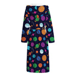 Doodle Planets Pattern Print Hooded Bathrobe