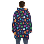 Doodle Planets Pattern Print Hoodie Blanket