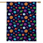 Doodle Planets Pattern Print House Flag