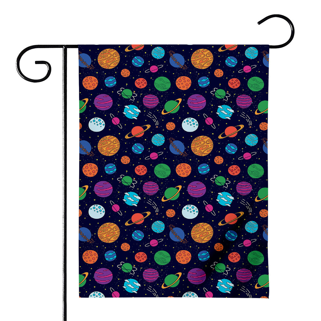 Doodle Planets Pattern Print House Flag