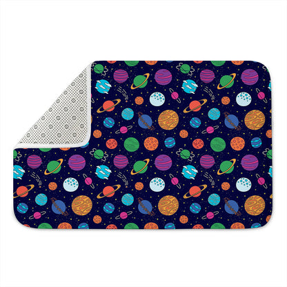 Doodle Planets Pattern Print Indoor Door Mat