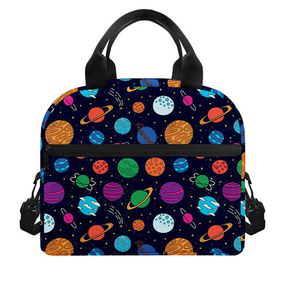 Doodle Planets Pattern Print Insulated Lunch Bag