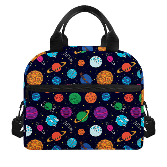 Doodle Planets Pattern Print Insulated Lunch Bag