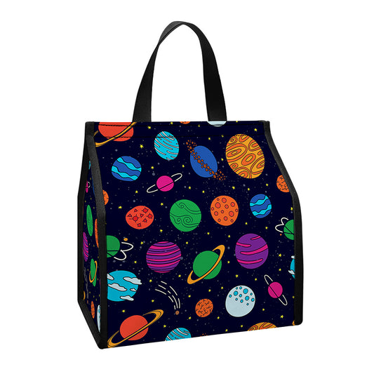 Doodle Planets Pattern Print Insulated Lunch Tote