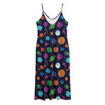 Doodle Planets Pattern Print Jersey Midi Cami Dress