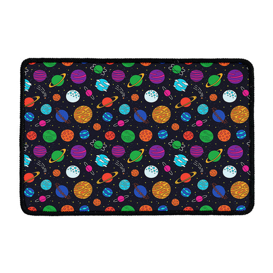 Doodle Planets Pattern Print Kitchen Mat