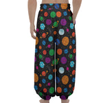 Doodle Planets Pattern Print Lantern Pants