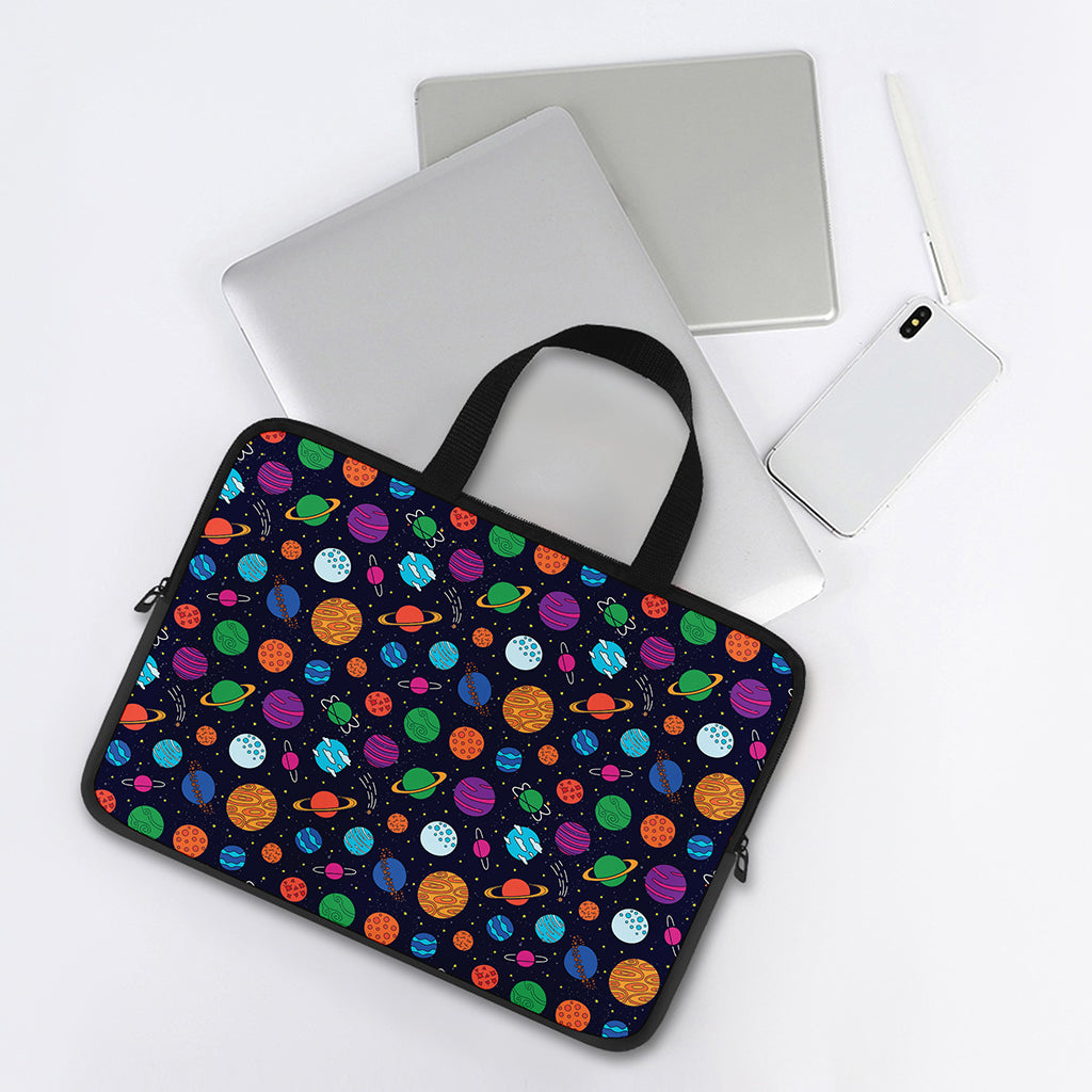 Doodle Planets Pattern Print Laptop Sleeve With Handle