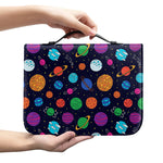 Doodle Planets Pattern Print Leather Bible Cover