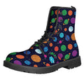 Doodle Planets Pattern Print Lace-Up Boots