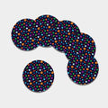 Doodle Planets Pattern Print Leather Coaster Set