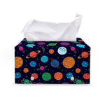 Doodle Planets Pattern Print Leather Tissue Box Cover
