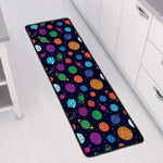 Doodle Planets Pattern Print Long Kitchen Mat