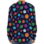 Doodle Planets Pattern Print Long Sleeve Baseball Jersey